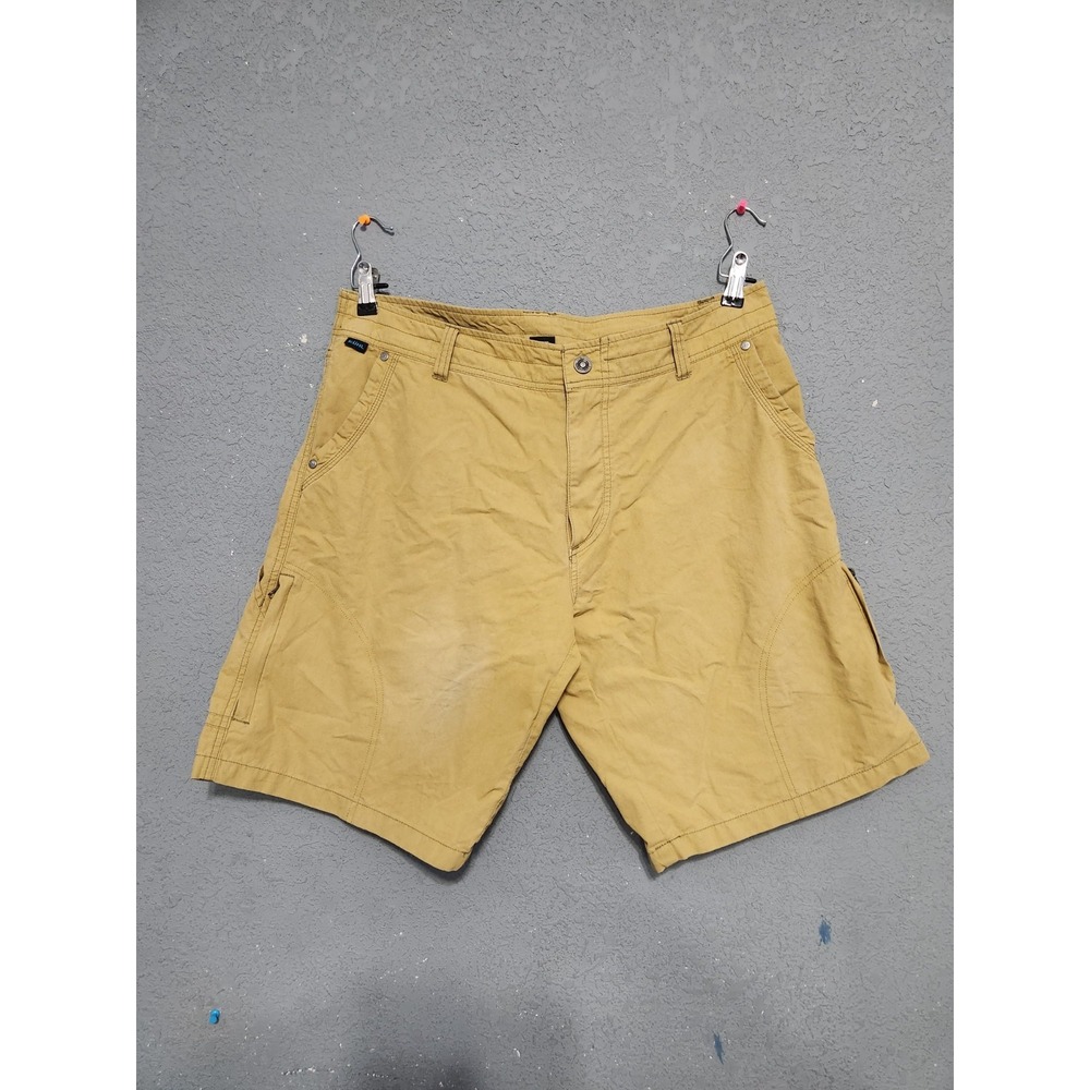 Kuhl Shorts Mens 36 Gold Brown Vintage Patina Dye Hiking Zip Pockets